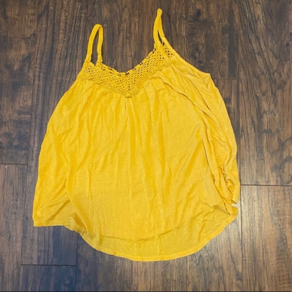 yellow flowy target tank top